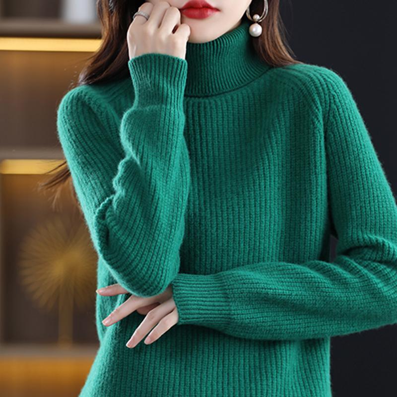 Dámský kašmírový svetr Qinghe kašmír 30% kašmír 70% vlna podzimní a zimní kašmírový hustý svetr měkký a teplý