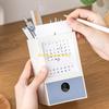 W89C Pennhållare med skrivbordskalender Pennhållare med stor kapacitet, låda, skrivbordsorganisatör, pennmugg, skolmaterial, kontorsmaterial