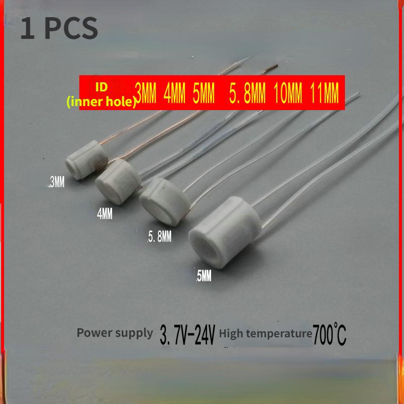 Annular high temperature ceramic heating tube ID3/4/5/5.8/10/11MM Alumina heating ring heater alumina ceramic heating element ID6.2MM 3.7V2W