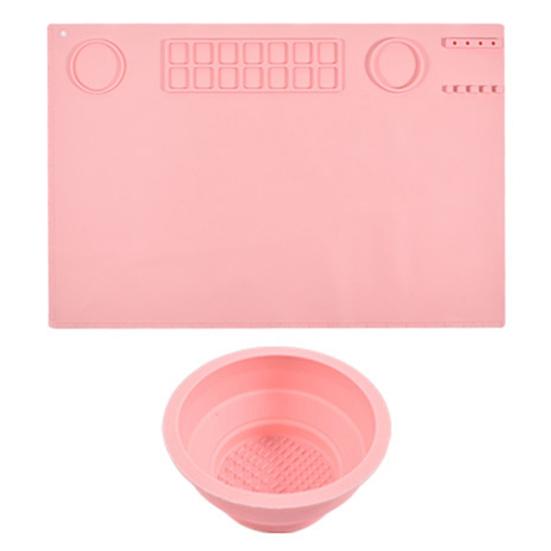 

1 комплект, коврик для рисования, водонепроницаемый, эластичный, складной, против царапин, DIY, силиконовый рифленый дизайн, коврик для рисования, школьные аксессуары розовый