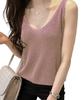Plus Image Tank Top with Sakura Size F Women's U-Neck Glitter, Print,