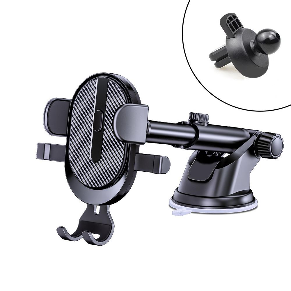 Hot Car Phone Holder Mount Auto Locking Universal Phone Holder  Suction Cup and Air Vent Dual-purpose Mount Stand with Hook Clip