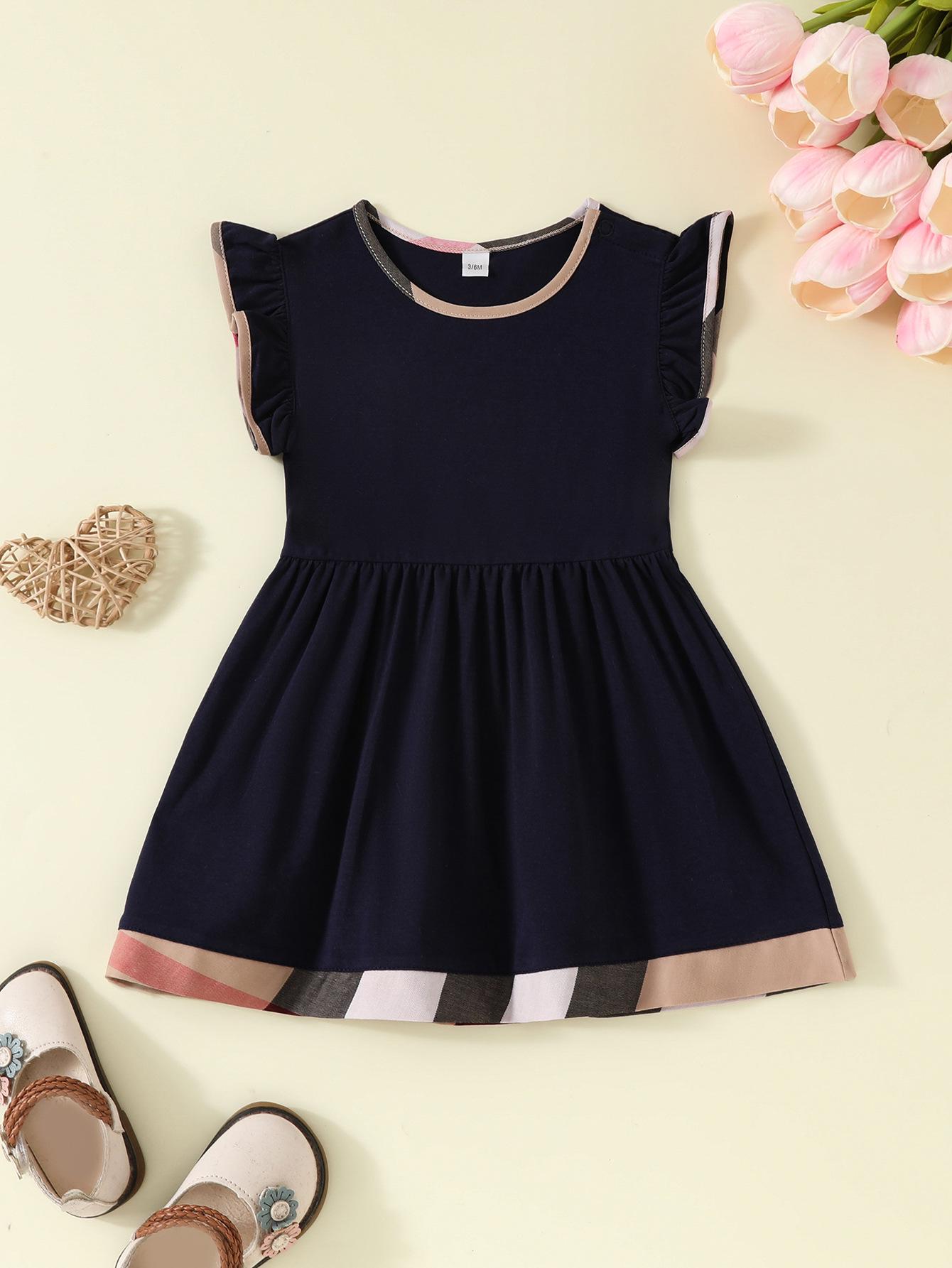 

Летняя мода Платье принцессы для маленьких девочек 0-2 года 90cm (18-24 Months) темно-синий