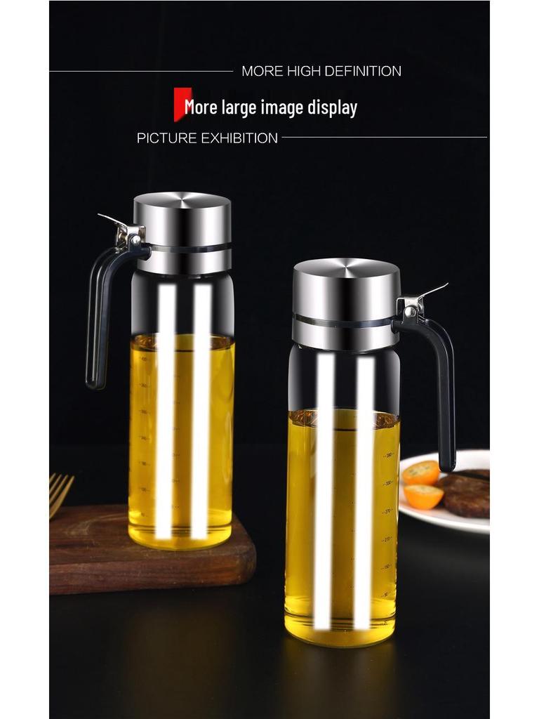 304 Stainless Steel Borosilicate Glass Leak-Proof Oil and Vinegar Bottle - Non-Stick, Ideal for Kitchen Use