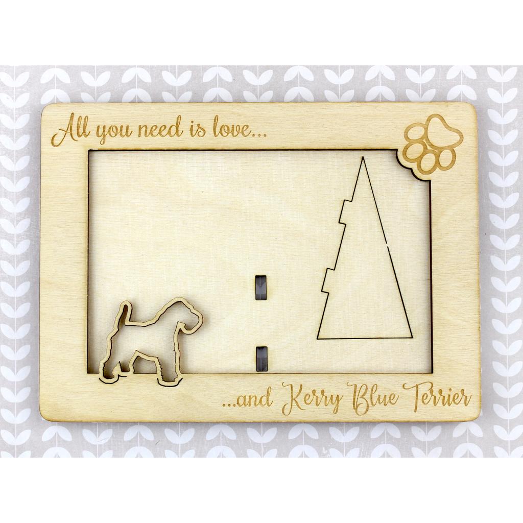 Kerry Blue Terrier, İrlanda Mavisi Terrier - Fotoğraf çerçevesi, oymalı ahşap çerçeve, köpek severler için sevimli bir aksesuar - Art-Dog
