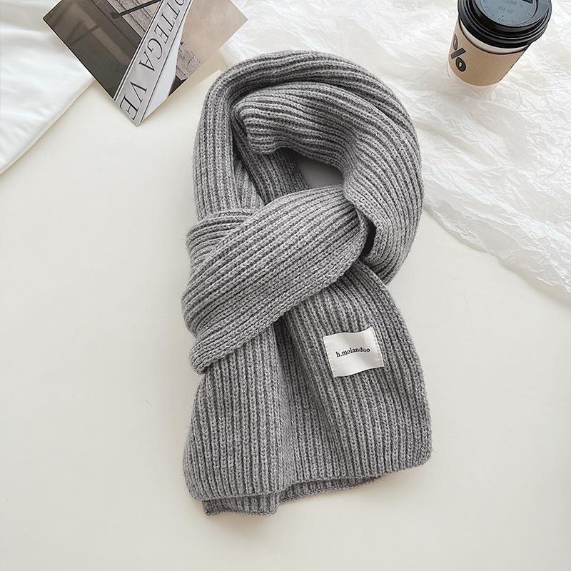 New All-match Soft Arctic Velvet Scarf for Female Students in Winter Thickened Red Warm Knitted Couple Scarf