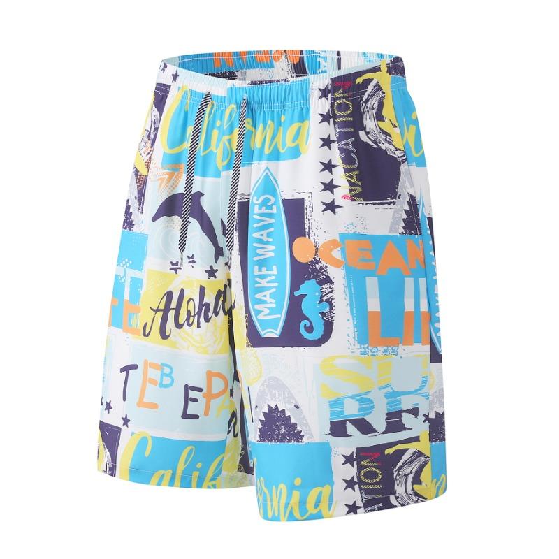 Beach Pants Men's Summer Thin Swimsuit 5-point Breathable Loose Quick Drying Flower Shorts Casual Trendy Brand Big Shorts