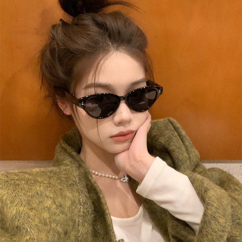 Korean Style Sun Glasses For Women Cat Eye Shape Uv400 Protection Sunglasses Men Vintage Retro Women'S Sun Glass
