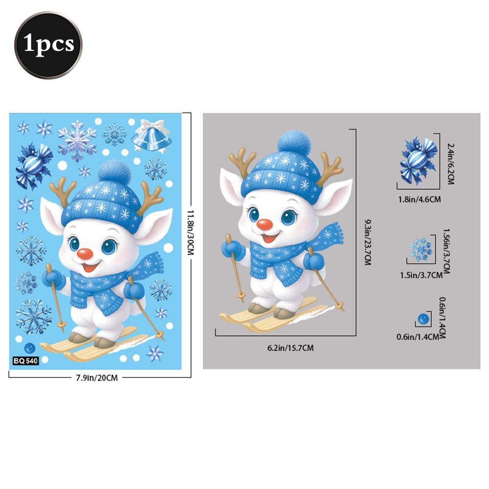 2026 Christmas Window Stickers Santa Claus Reindeer Snowmen PVC Static Glass Stickers No Glue Reusable Christmas Home Decoration