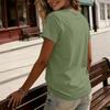 Camiseta Básica de Manga Curta com Gola V Casual Feminina Top Liso Confortável Caimento Solto Tecido Leve e Macio