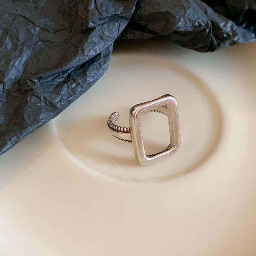 Korean Style Hollow Square Ring Open Adjustable Pop Finger Buckle Vintage Y2K Open Ring Girls