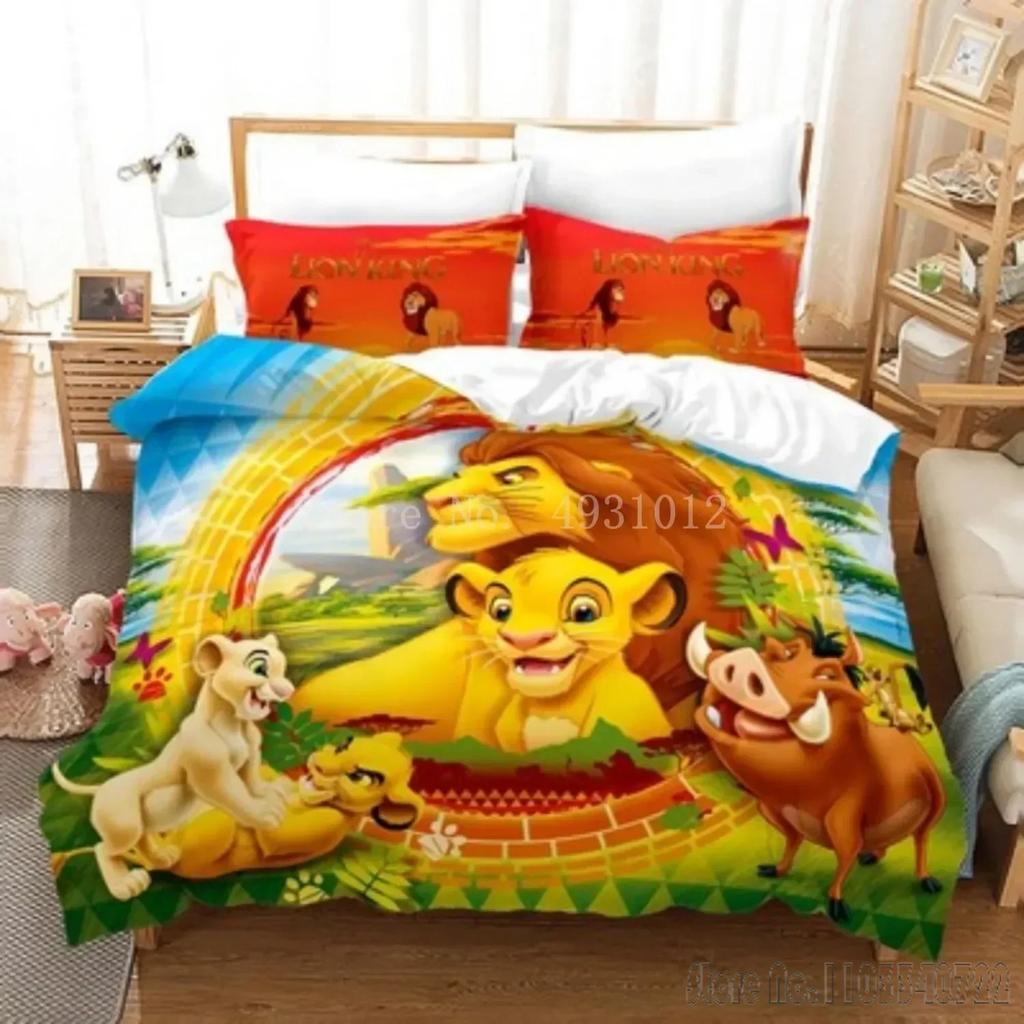 Anime König der Löwen Cartoon Bettbezug Set HD Bettdeckenbezug für Kinder Bettwäsche Sets Bettwäsche Schlafzimmerdeko