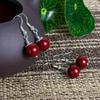 Elegant Silver & Vermilion Red Bead Earrings - Versatile and Stylish for Women