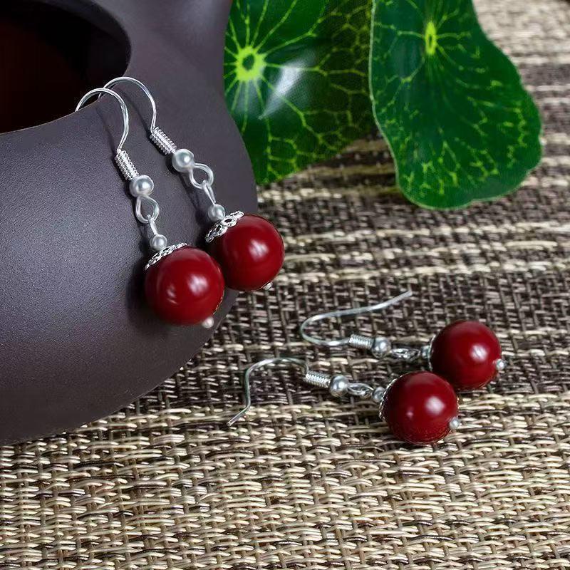 Elegant Silver & Vermilion Red Bead Earrings - Versatile and Stylish for Women