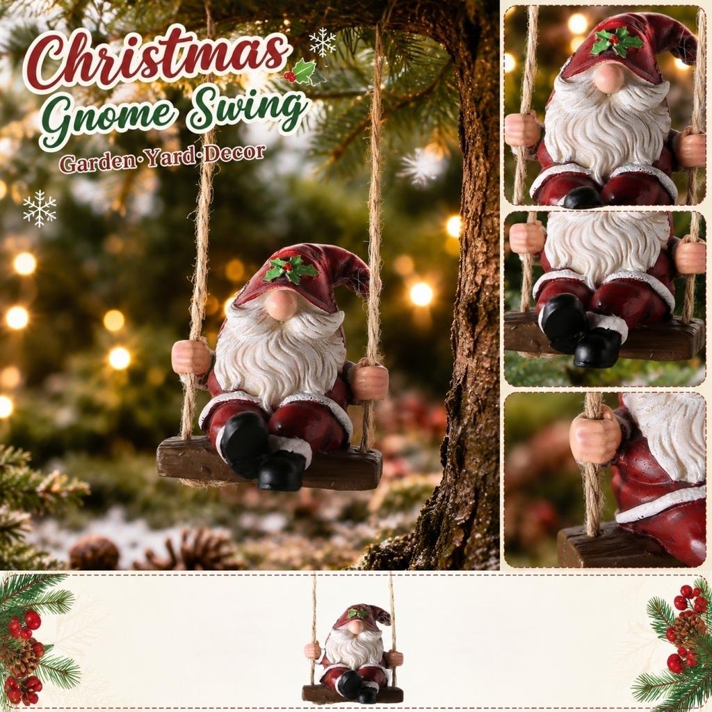 Christmas Gnome Garden Yard Swing Hanging Decoration Outdoor Resin Ornament