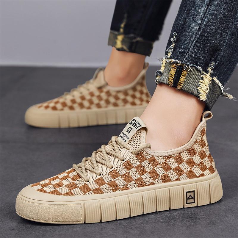 

Мужская обувь 2025 года, новая весенняя дышащая сетчатая обувь для студентов, спортивная и любительская обувь, трендовая корейская версия, обувь для скейтбординга 39 хаки