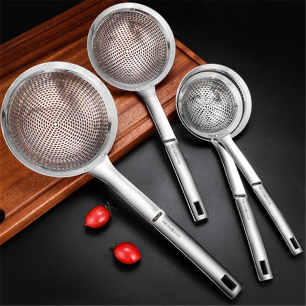 Stainless Steel Kitchen Draining Scoop Fine Holes Oil Colander Spoon Pasta Drainage