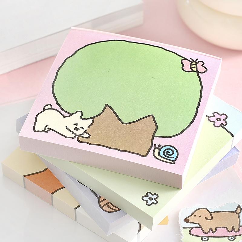 100 sheets Relaxation Series Cartoon Adhesive Cute Animals Notes Notepad Memo Pad Office School Supplies Stationery Stickers