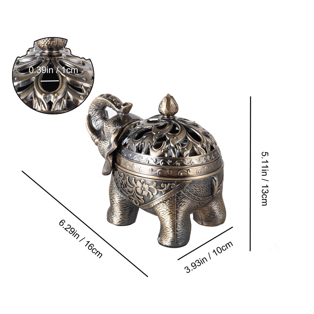 Feyarl Incense Burner, Incense Holder, Incense Holder, Alloy, Interior Ornament, Elephant Shape