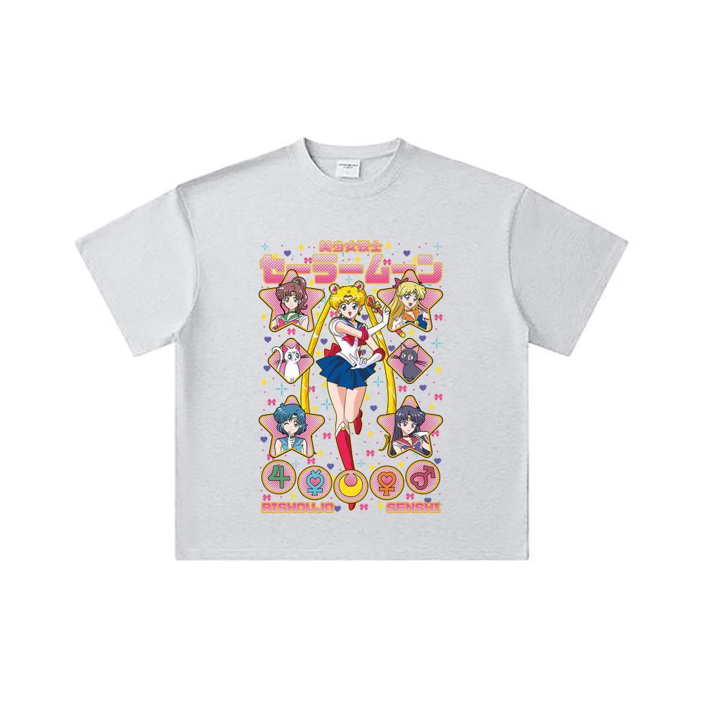 260 GSM Double Yarn 32 Count 100% Cotton Sailor Moon V1 Print Unisex Heavy Cotton T Shirt