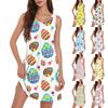 Robe débardeur décontractée tendance et respirante pour femme, imprimée, avec poches et ourlet fendu