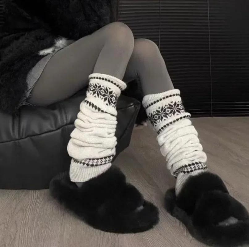 Winter Wool Leg Warmers Women Warm Knitted Foot Cover Knee Socks JK Lolita Girls Long Socks Stockings Leg Warmers Autumn Sock
