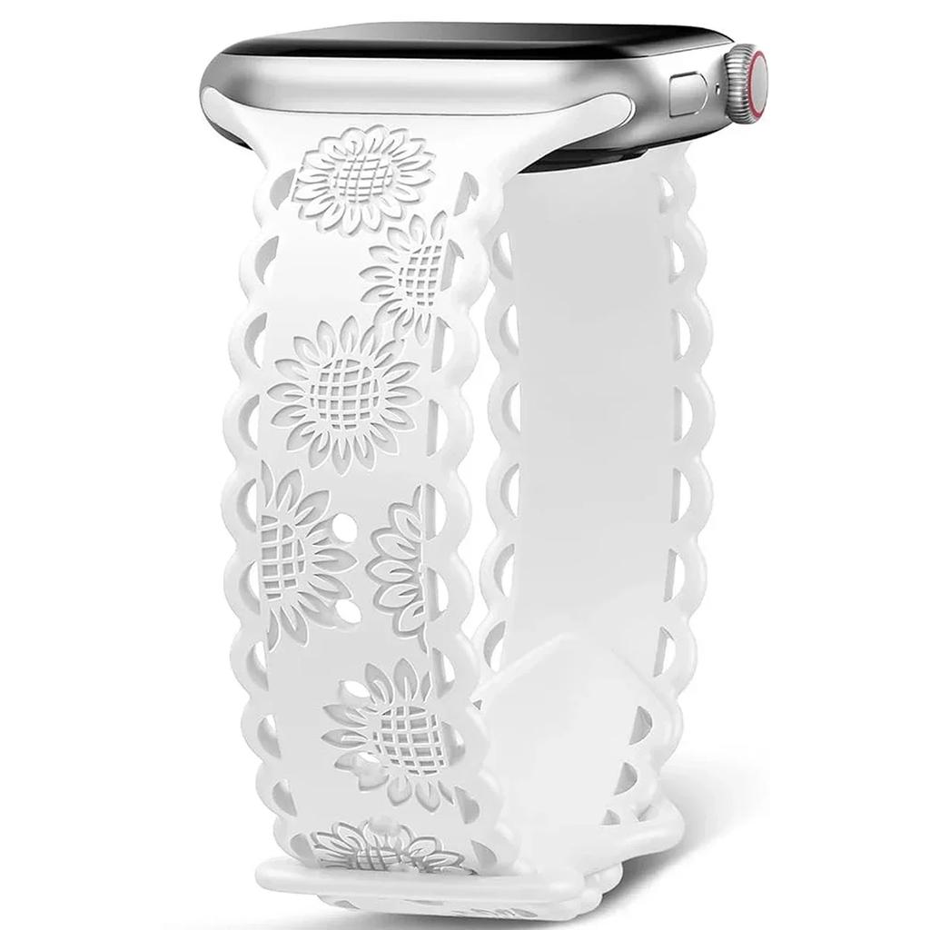 Y2k Trendiges Rosen-Relief-Silikonarmband für Apple Watch 10 9 8 7 6 5 4 3 2 Armband 44mm 45mm 46mm 49mm 42mm 40mm Uhrenarmband