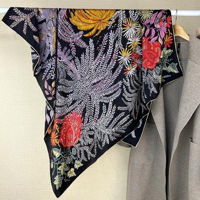110 Foulard Quadrato in Raso Crepe Liscio da Donna Autunnale Lusso Leggero Foulard di Seta di Alta Gamma 100% Seta di Gelso