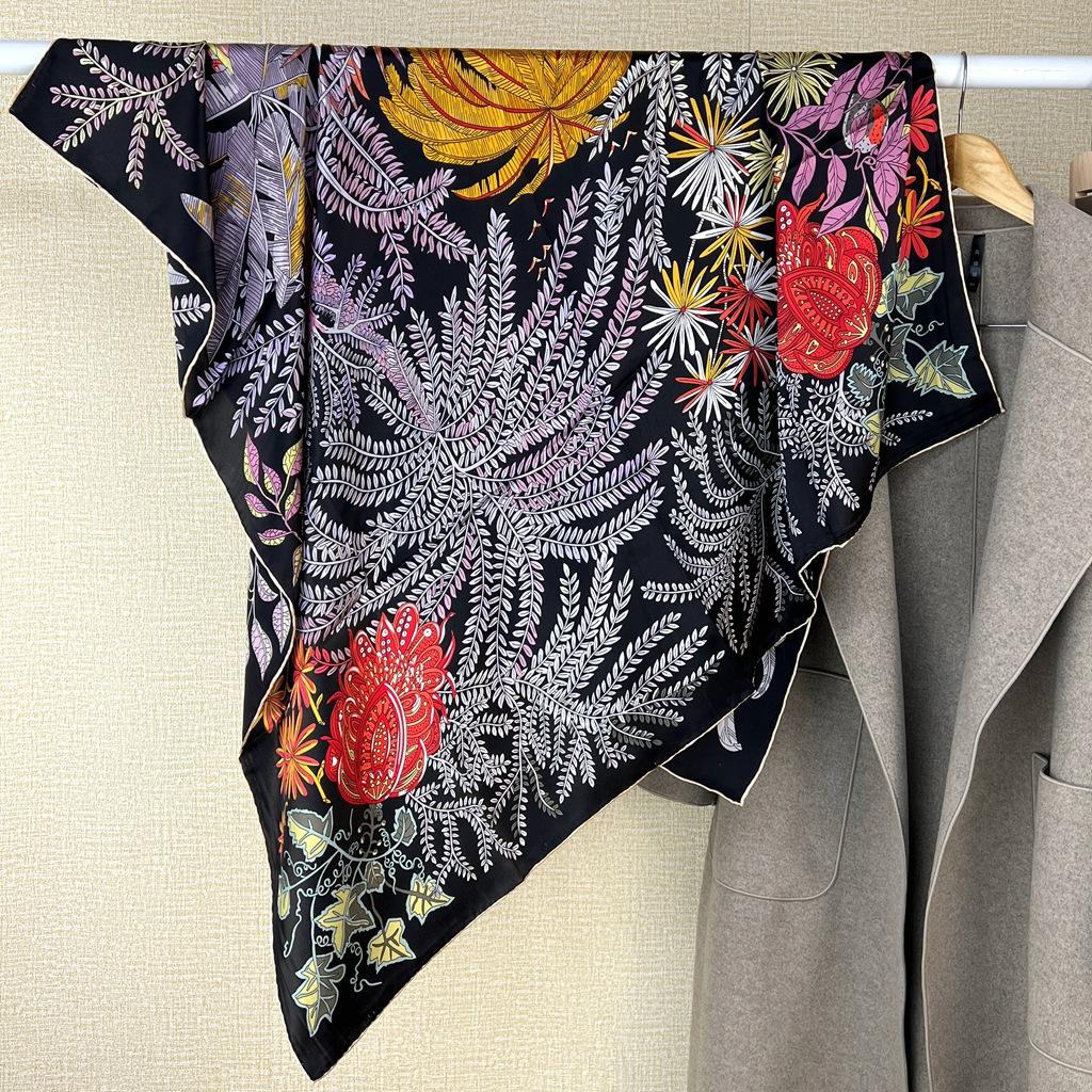 110 Plain Crepe Satin Square Scarf Women'S Autumn Light Luxury Silk Scarf High-End 100% Mulberry Silk Scarf