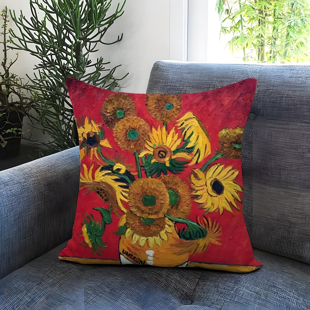 Popular Vincent Van Goghs Cushion Cover Comfortable Reversible Pillow Cover Ideal For Car Sofa Bedroom & Beyond