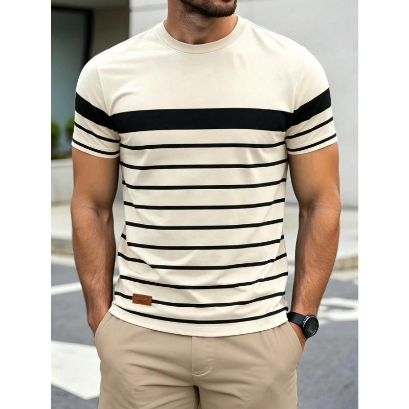 Neues Sommer-Herren-T-Shirt - Street Casual Mode, Weich und Bequem, Atmungsaktiv, 3D-Streifenmuster-Aufdruck 3XL black