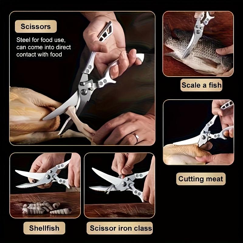Professional Stainless Steel Kitchen Scissors Heavy Duty Poultry Shears for Cutting Bones, Fish Scaling Multi-Purpose Use