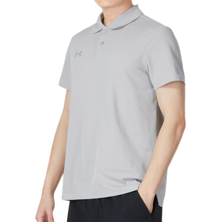 Under Armour Solid Color Breathable Straight Cut Short Sleeve Polo Shirt Men Polo Shirts Gray 23500507-011