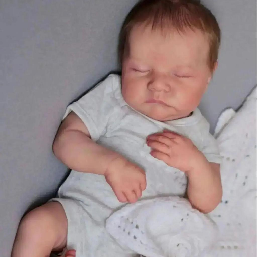 BZDOLL 48cm 19Inch Reborn Levi Asleep Baby Boy Like Real Soft Vinyl Newborn Baby with 3D-painting Skin and Visible Veins Cloth Body Dolls Toy Gift