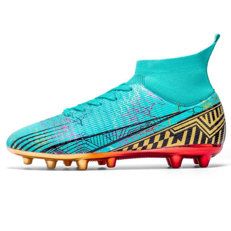 Large Size Gold-Plated High-Top Football Shoes Spikes Men'S And Women'S Student Football Shoes Non-Slip Breathable Football Shoes