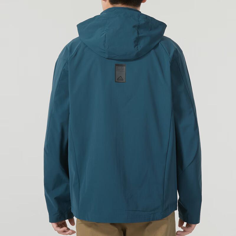 Adidas Solid Logo Outdoor Windproof Casual Running Hooded Jacket Men Outerwear Blue IP4923
