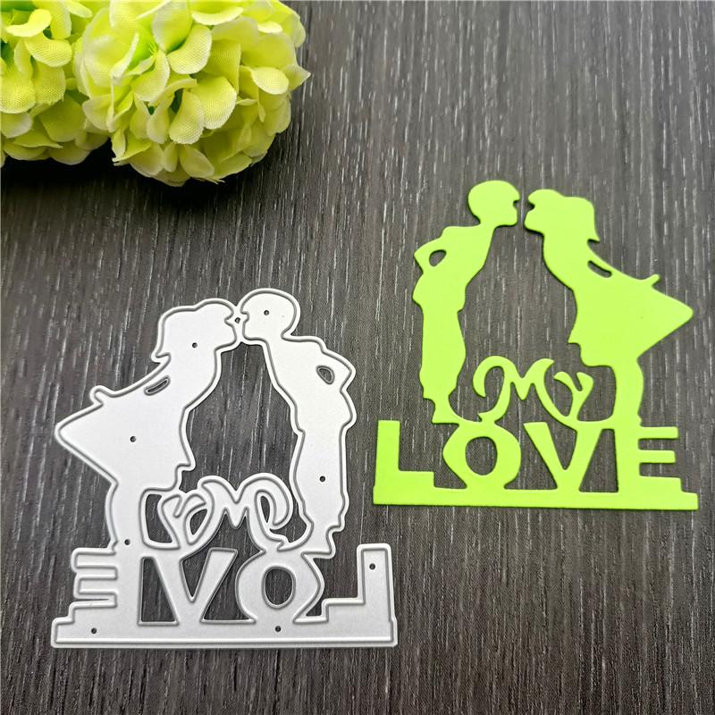 2pc Mixed  Love Letter and Flower Background Frame Metal Cutting Dies Stencils for DIY Scrapbooking Decorative Embossing Handcraft Template