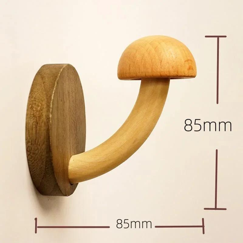 Creative Wooden Mushroom Clothes and Caps Hook Bathroom Clothes Hanger Self Adhesive Wall Hanger Organize Storage Hook