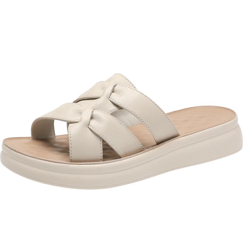 ZHR Women s Woven Leather Thick-Sole Comfort Slippers 38
