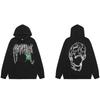 Mens Oversized Hoodie With Embroidered Skull Spine Design Streetwear Casual Pullover Cotton Blend Loose Fit