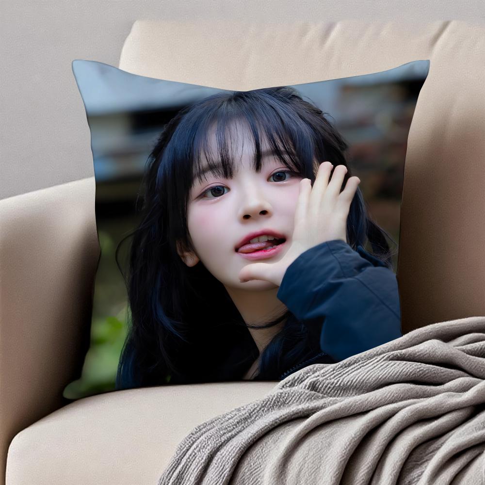 Popular Kpop Idol QWER HHina Jang Nayoung Cushion Cover Pillowcase Antidustmite Invisible Zipper Short Plush Sofa Cushion