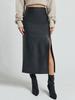 Autumn PU Pleated Skirt High Waist Zippered Half Body Skirt Slim Fit Bodycon Long Dress for Women
