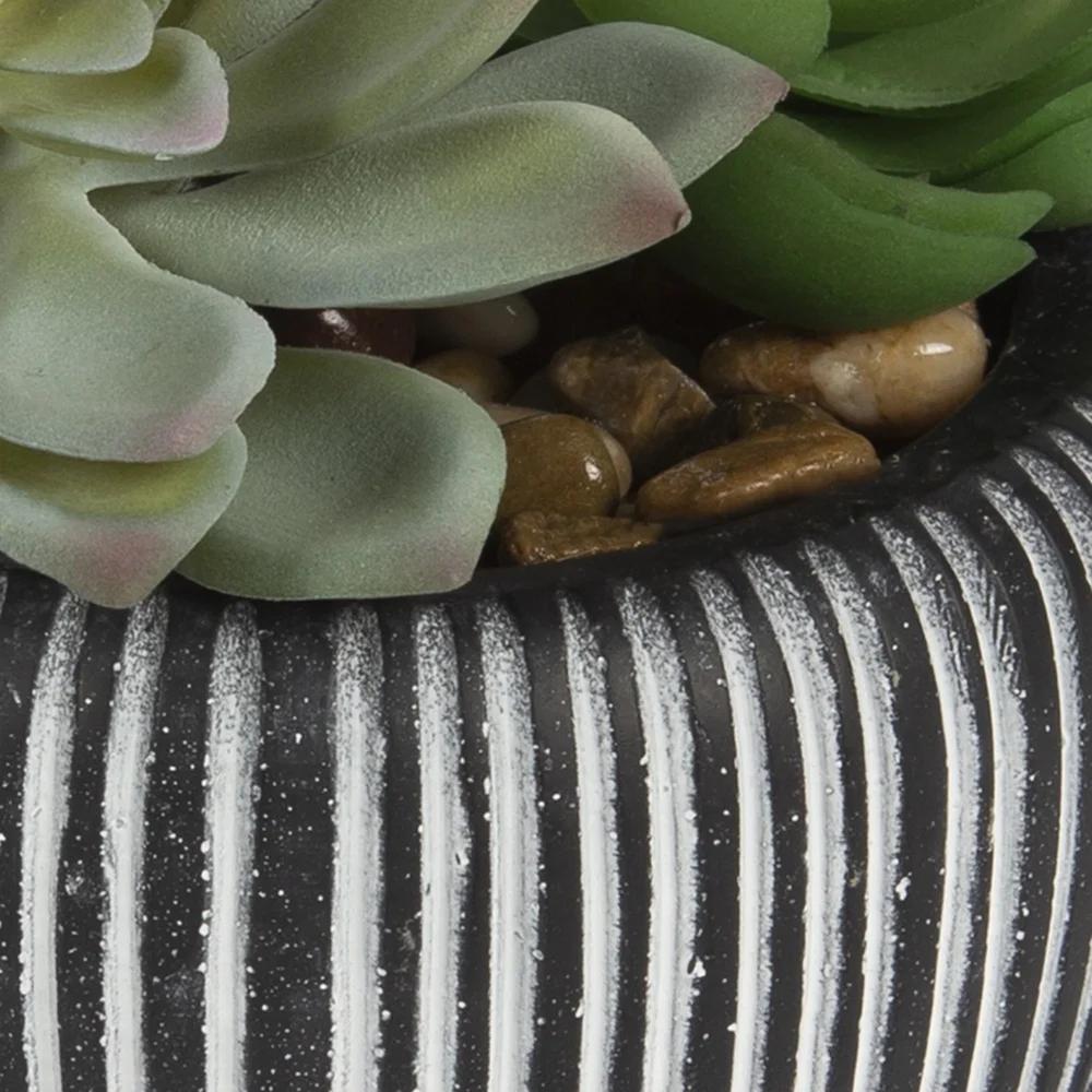 Realistic Faux Succulent Plant with Stone Pot Ideal Desk Shelf Decoration Unique Housewarming Gift