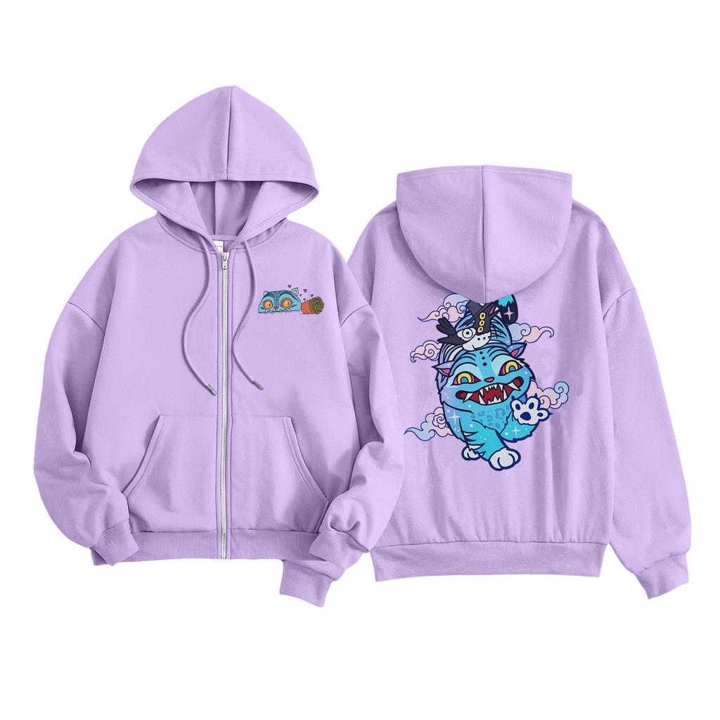 Kids Fashion Women's Lightweight Long Sleeve Zipper Hoodie Printed Hoodie With Pockets