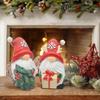 2Pcs/set Handmade Christmas Elf Sculpture Cartoon Santa Claus Ornaments Resin Gnomes Elf  Holiday