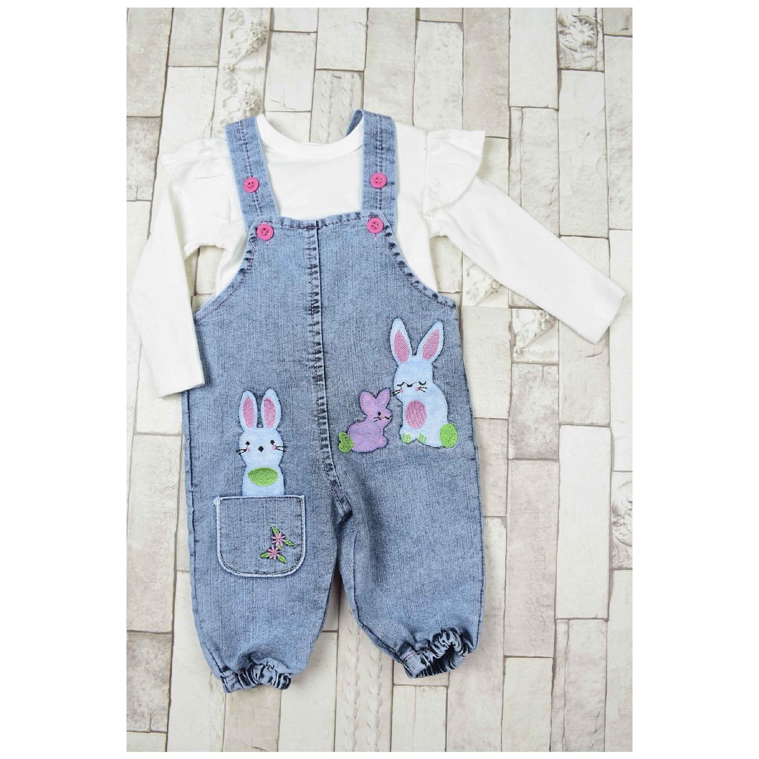 

Салопет с кроликом для девочек