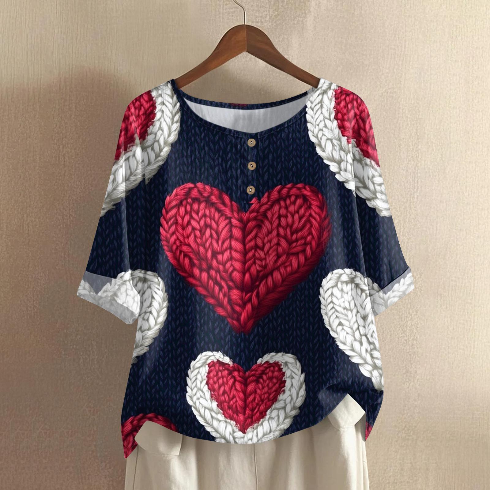 

Women s Casual And Comfortable Mid,Length Round,Neck Fashion Print Cotton,Linen Top S