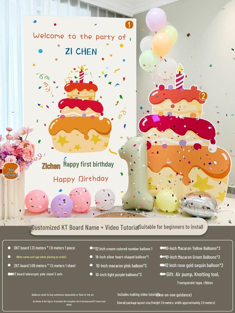 Korean Style First Birthday Decorations: Balloons & Backdrop for Boys & Girls