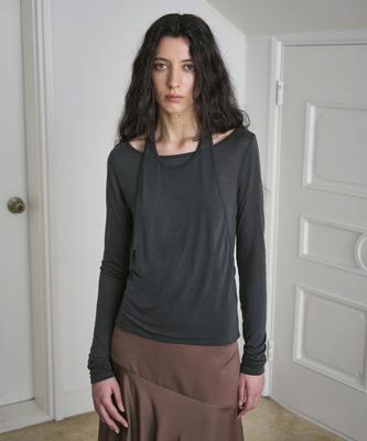 Simeteuligpeosenteu Halter Layered Long Sleeve / Charcoal