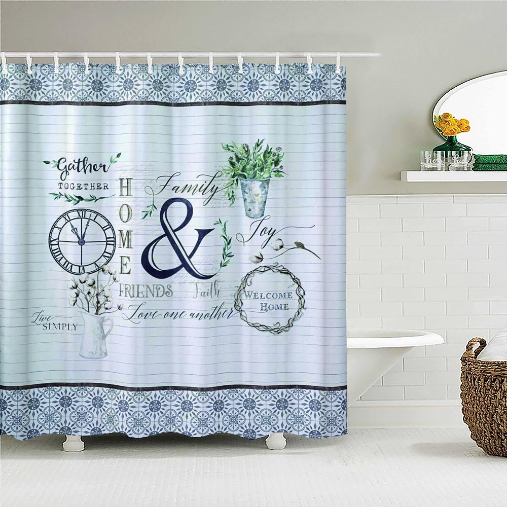 Leaves Plant Tree leaf Small Fresh Shower Curtains Bathroom Curtain Frabic Waterproof Polyester Decor Bathtub Screen with Hooks